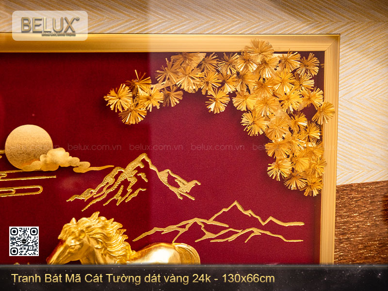 Tranh Bát Mã Cát Tường dát vàng 24k (130x66) – Biểu tượng của thành công và thịnh vượng